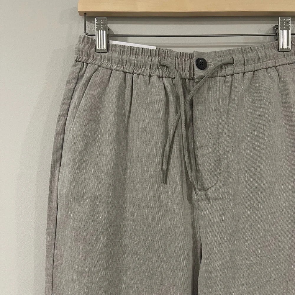 LES DEUX Como Tapered Linen Drawstring Pants Gray W29 L32 NWT